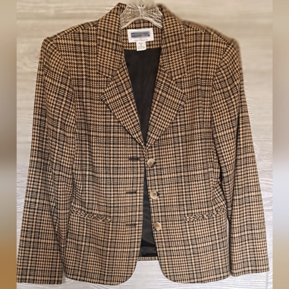 Prophecy by Sag Harbor, black/brown plaid button oetites blazer, size 8